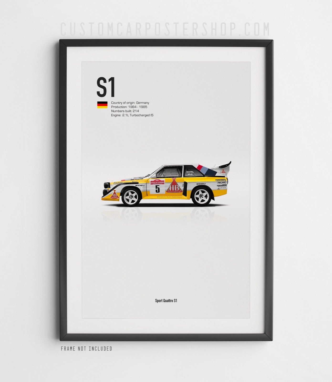 Audi Sport Quattro S1 Group B Rally Tribute Poster framed art