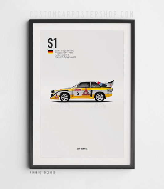 Audi Sport Quattro S1 Group B Rally Tribute Poster framed art