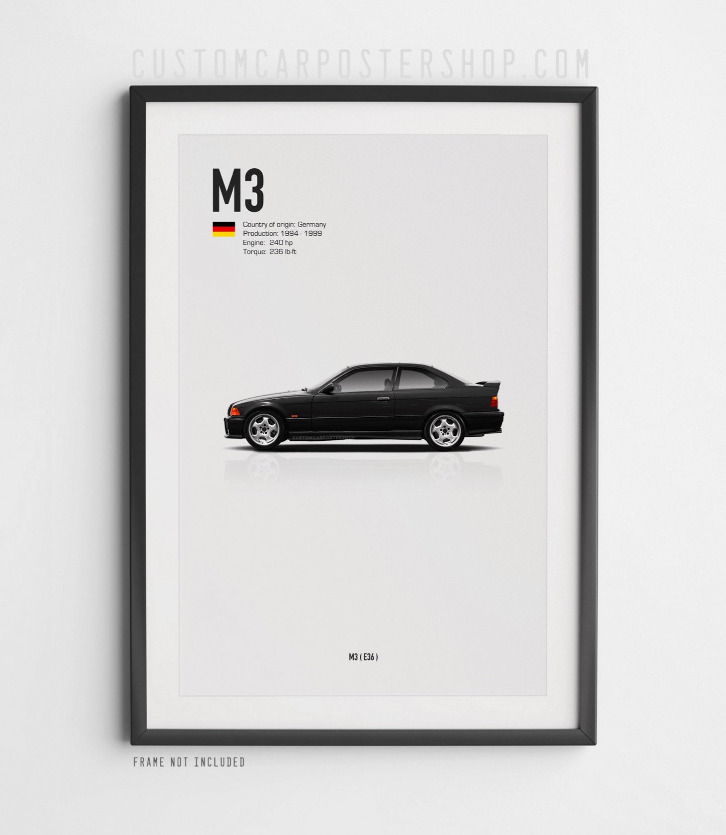 BMW M3 (E36) Poster (1994–1999, U.S. Spec)