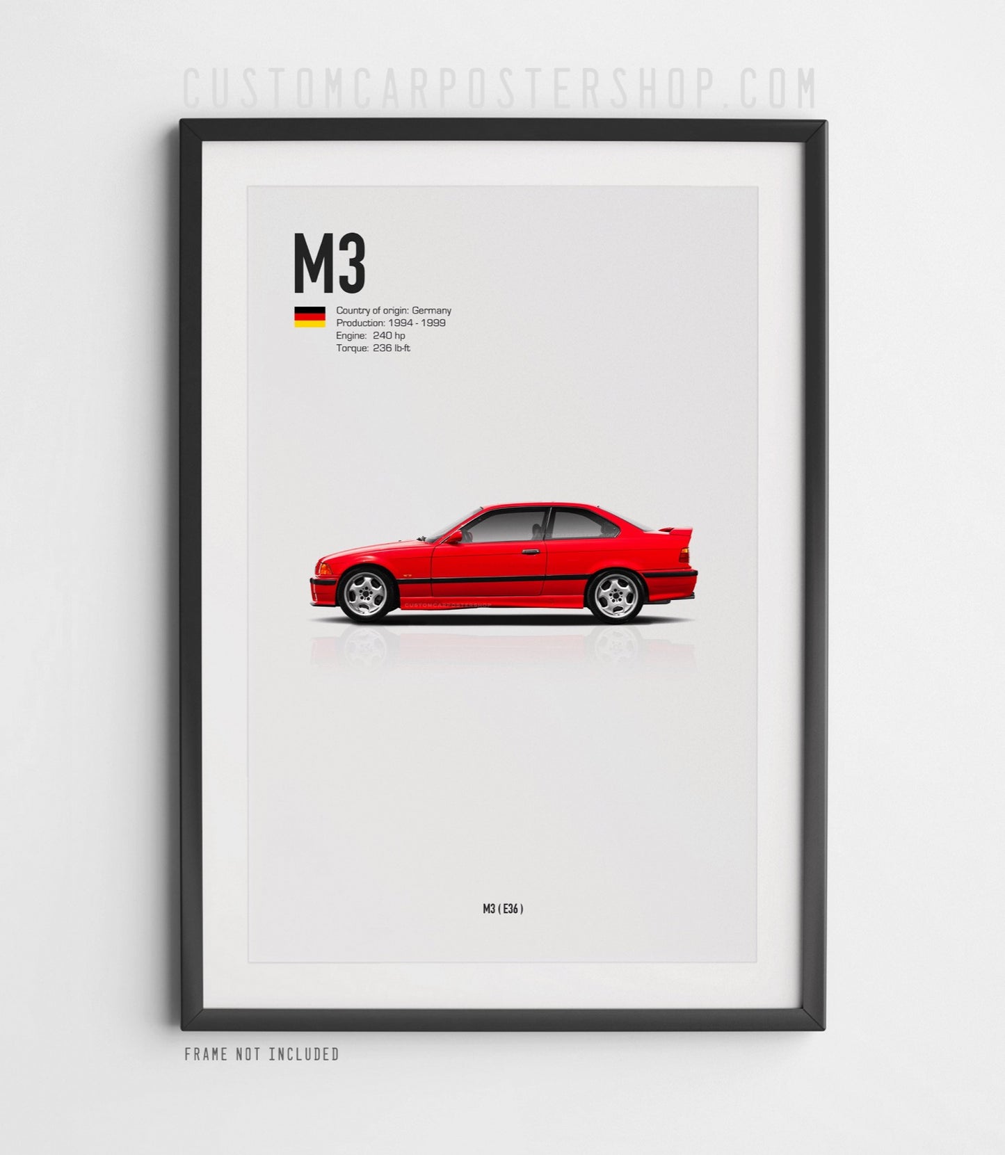 BMW M3 (E36) Poster (1994–1999, U.S. Spec)
