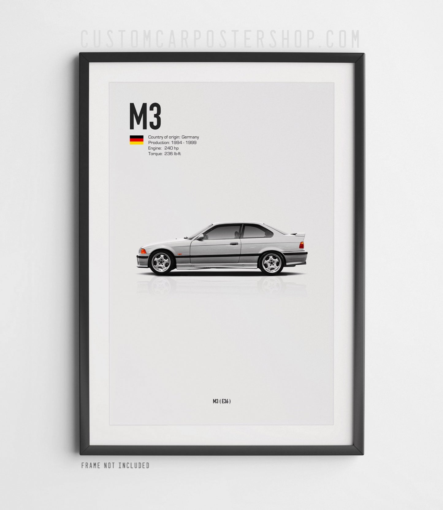 BMW M3 (E36) Poster (1994–1999, U.S. Spec)