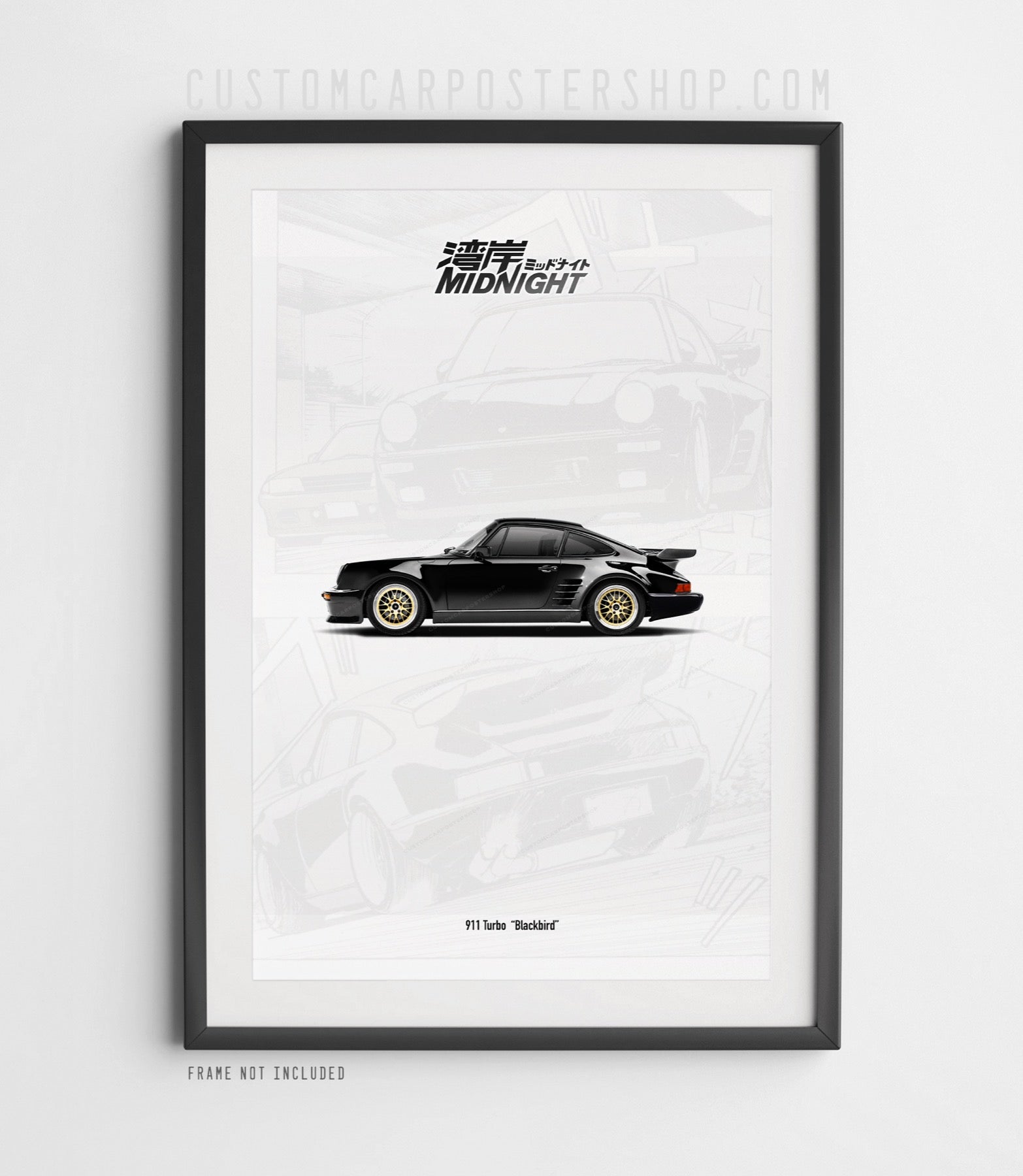 Wangan Midnight Blackbird Porsche 911 Turbo 3.3 Poster. Tatsuya Shima