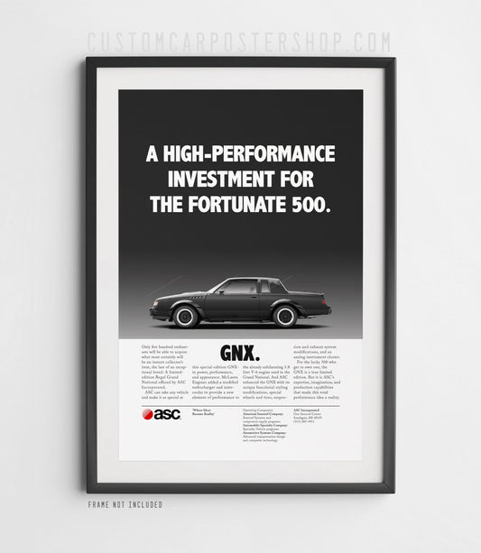 Buick GNX Print Ad wall art poster framed.