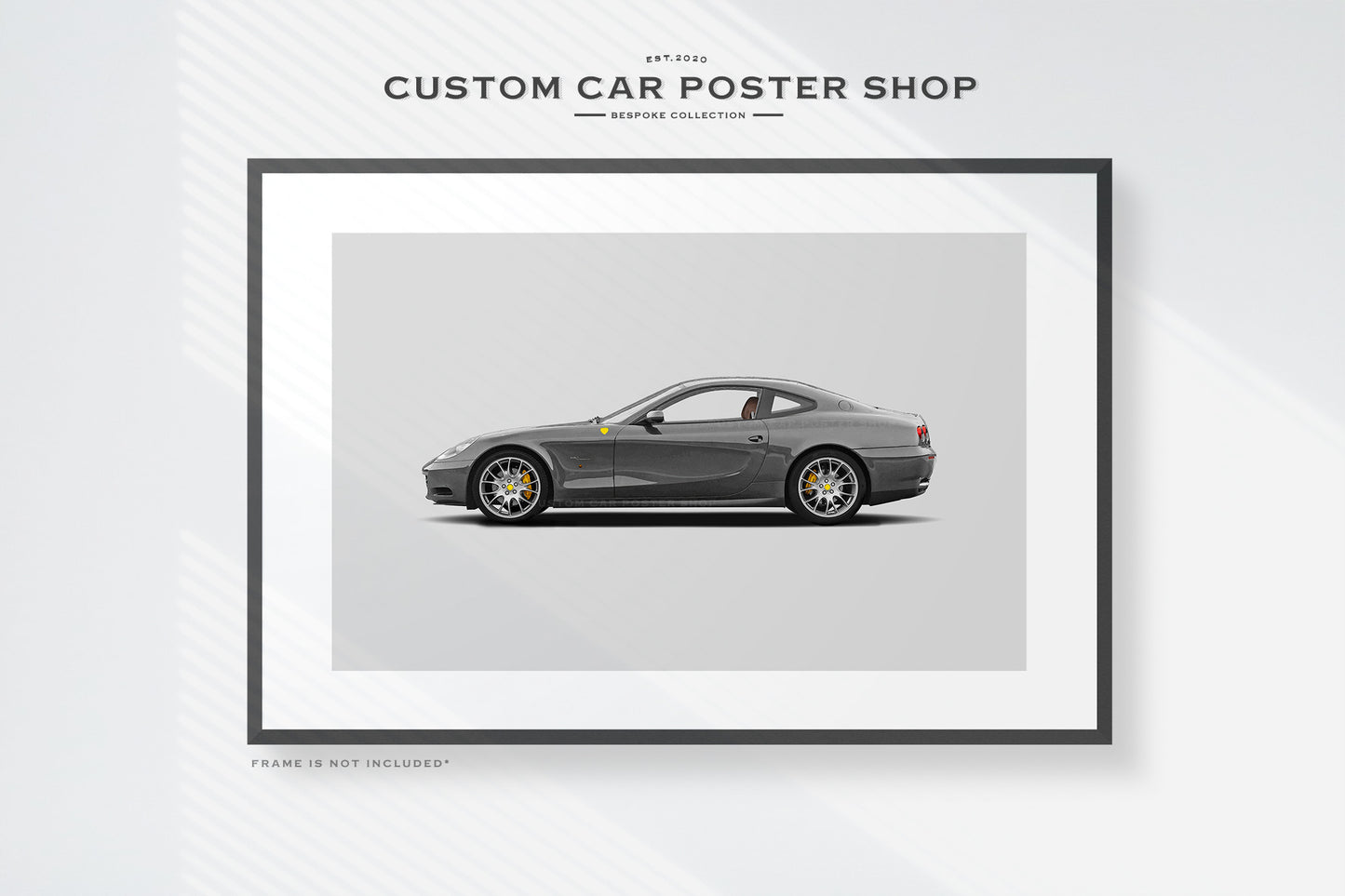 Custom Ferrari 612 Scaglietti Framed Artwork in Grigio Silverstone.