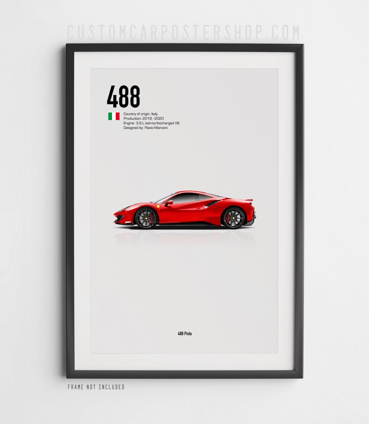 Ferrari 488 Pista Poster Framed Art