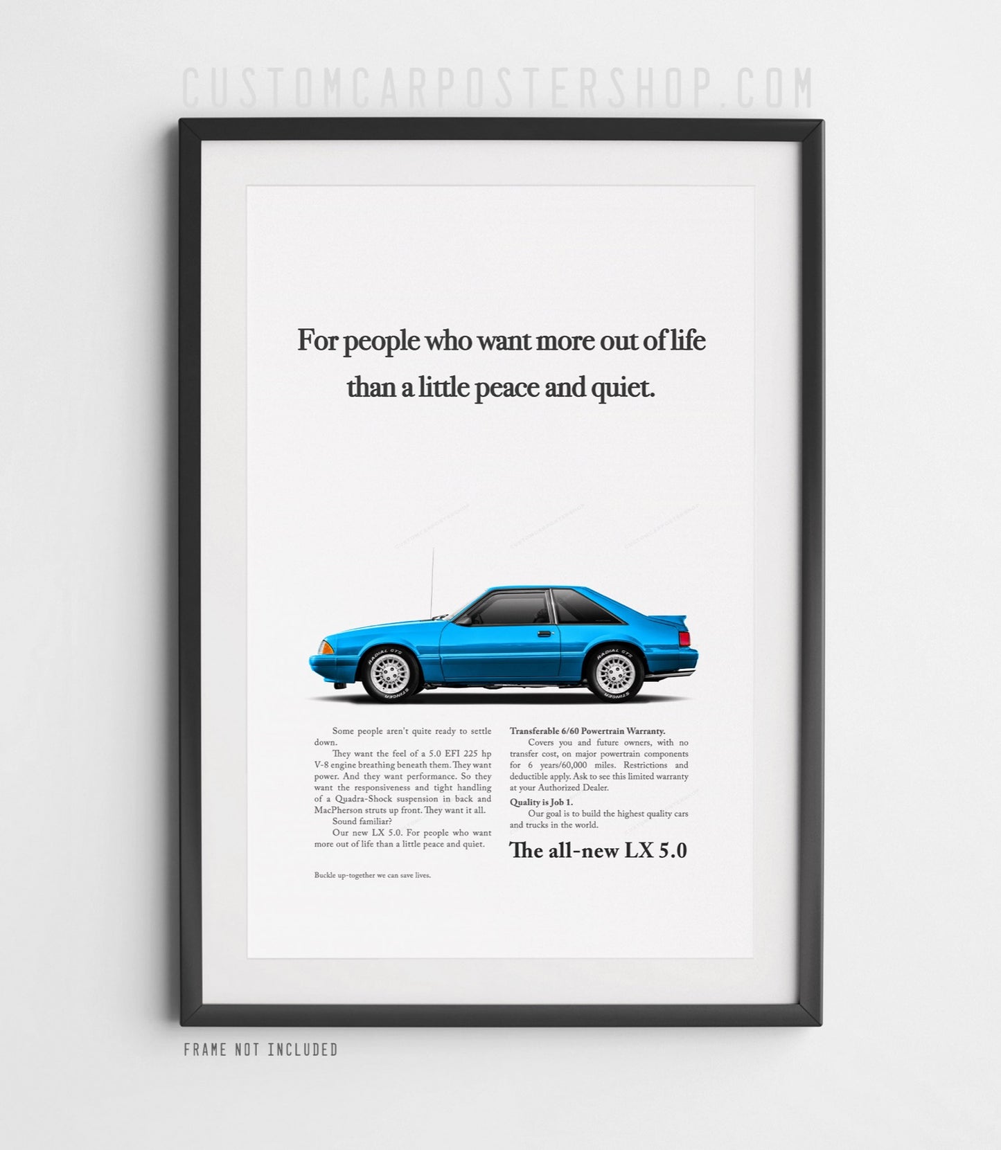 Ford Mustang LX 5.0 Fox Body Classic Print Ad - Peace and Quiet