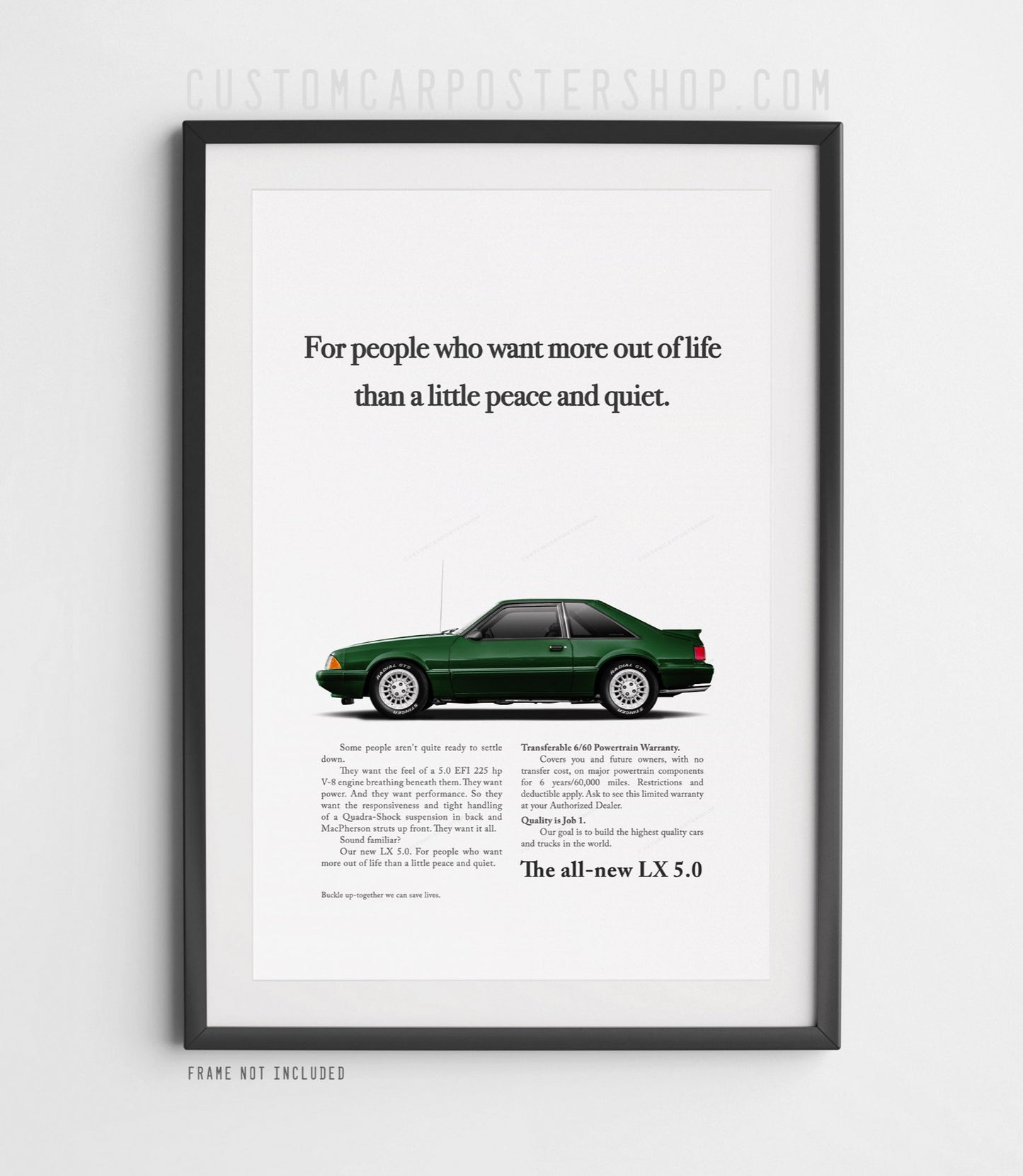 Ford Mustang LX 5.0 Fox Body Classic Print Ad - Peace and Quiet