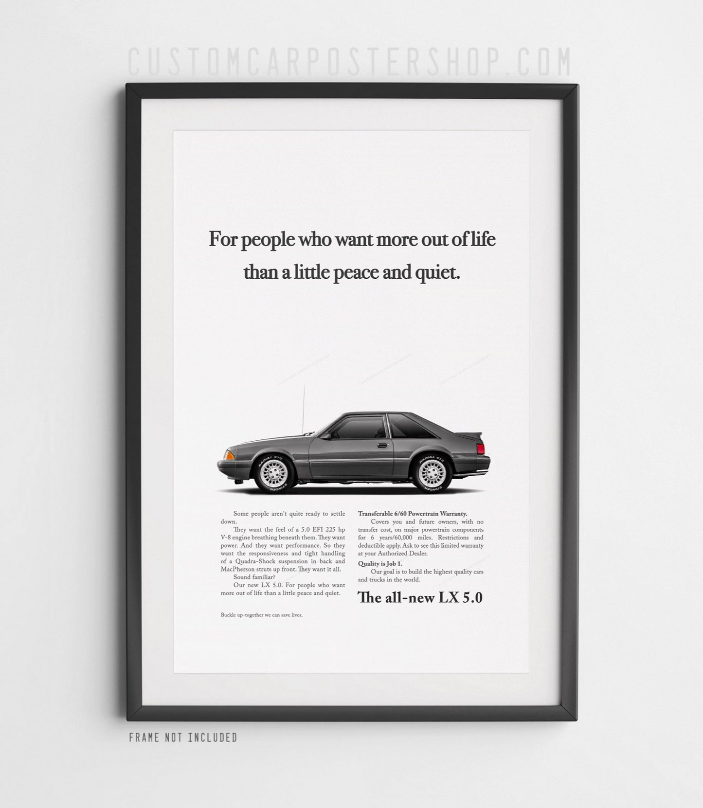 Ford Mustang LX 5.0 Fox Body Classic Print Ad - Peace and Quiet