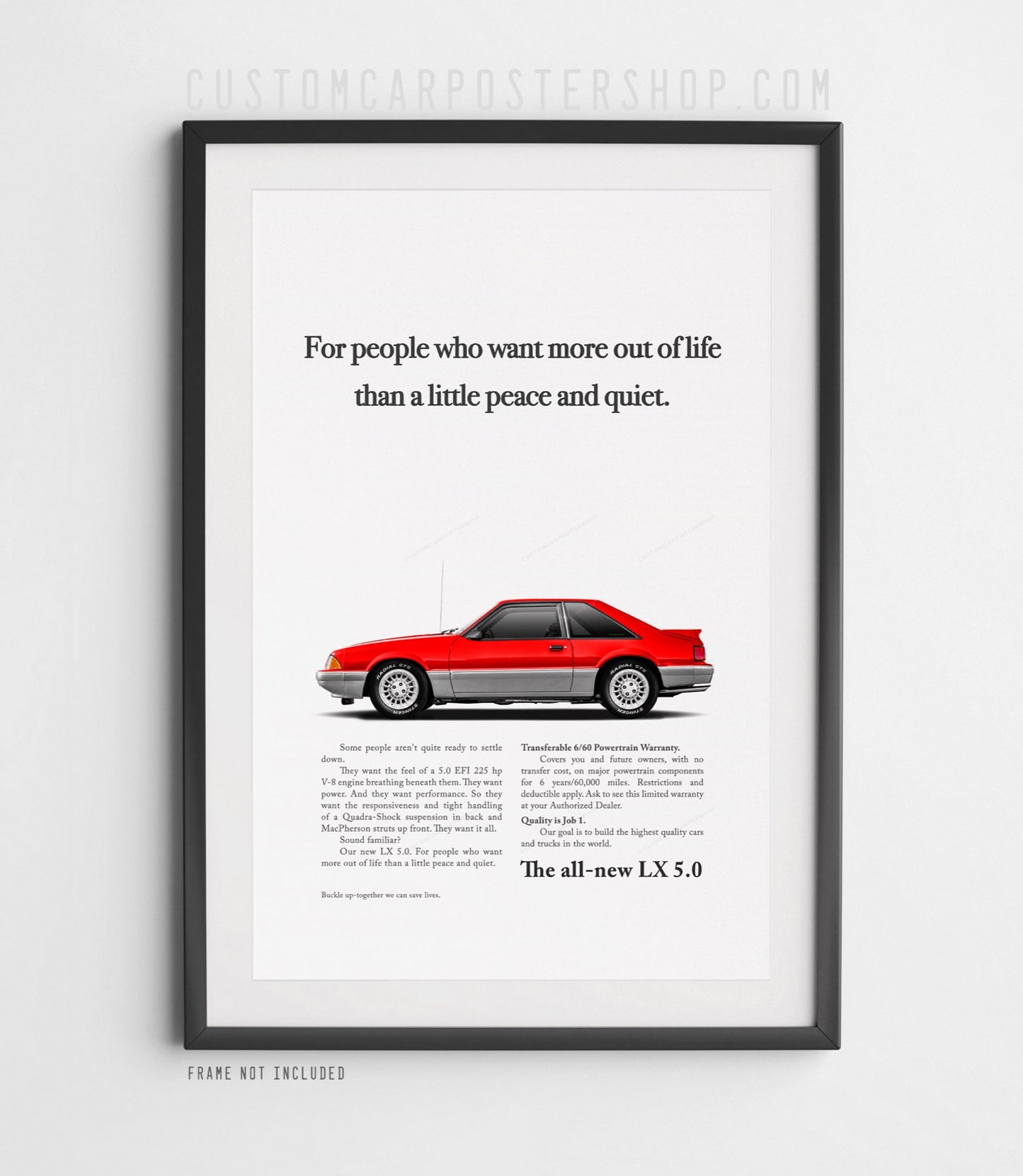 Ford Mustang LX 5.0 Fox Body Classic Print Ad - Peace and Quiet