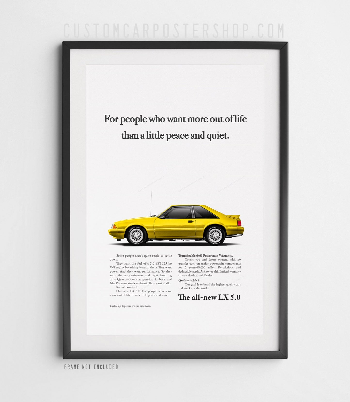 Ford Mustang LX 5.0 Fox Body Classic Print Ad - Peace and Quiet
