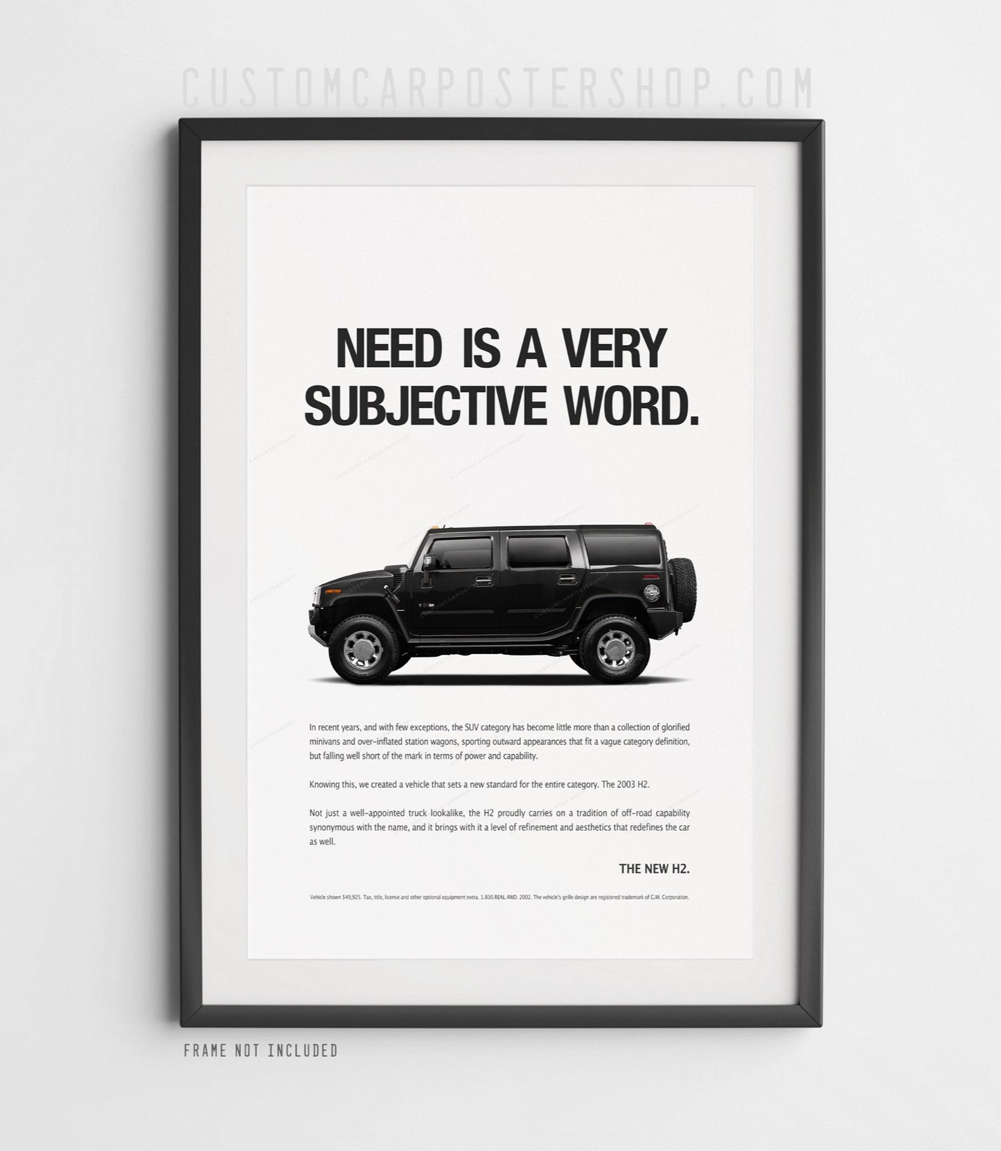Hummer H2 (2002) Remastered Print Ad Poster– Need