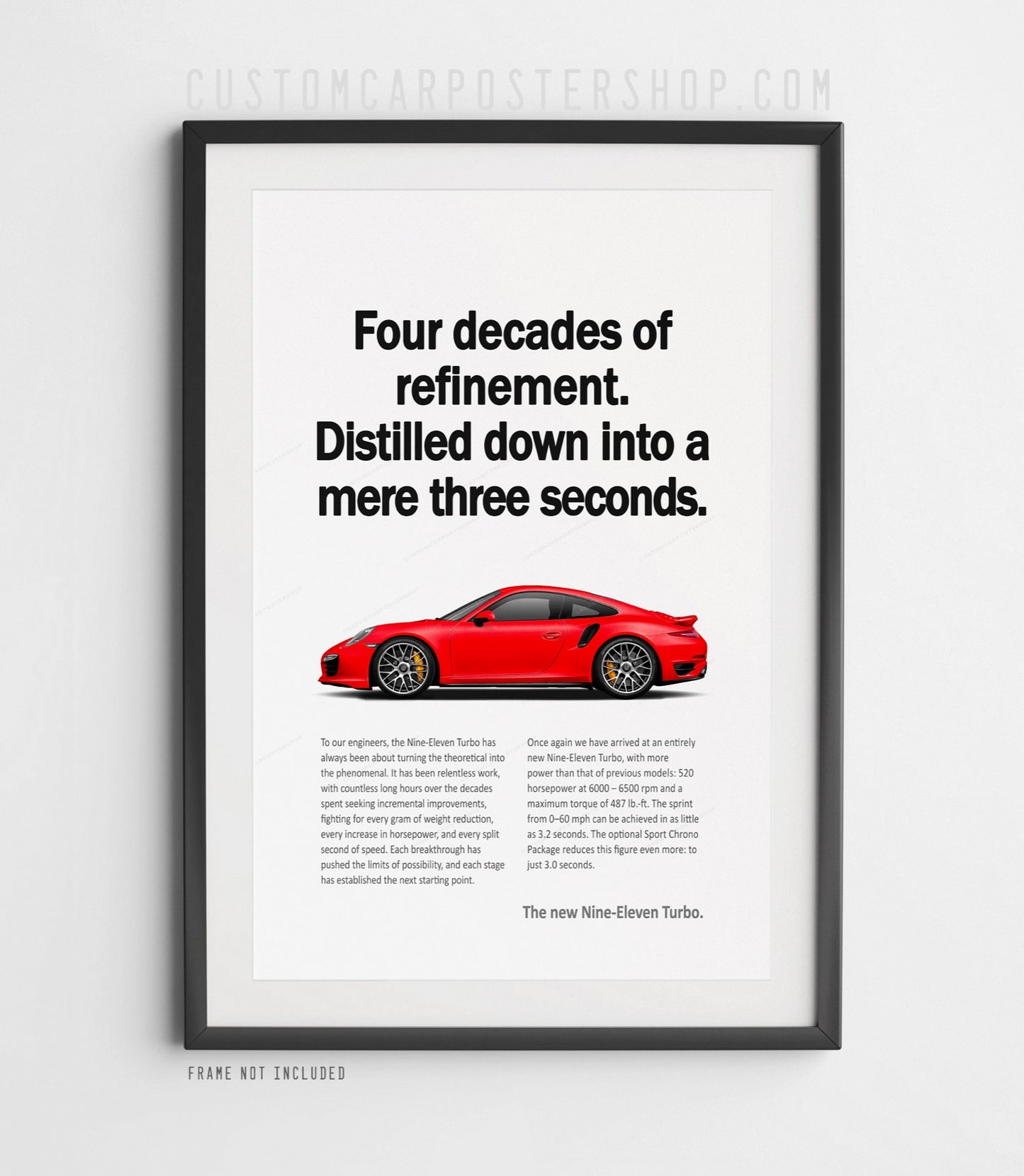 Porsche 911 Turbo (991.1) Print Ad Poster - Mere Three Seconds
