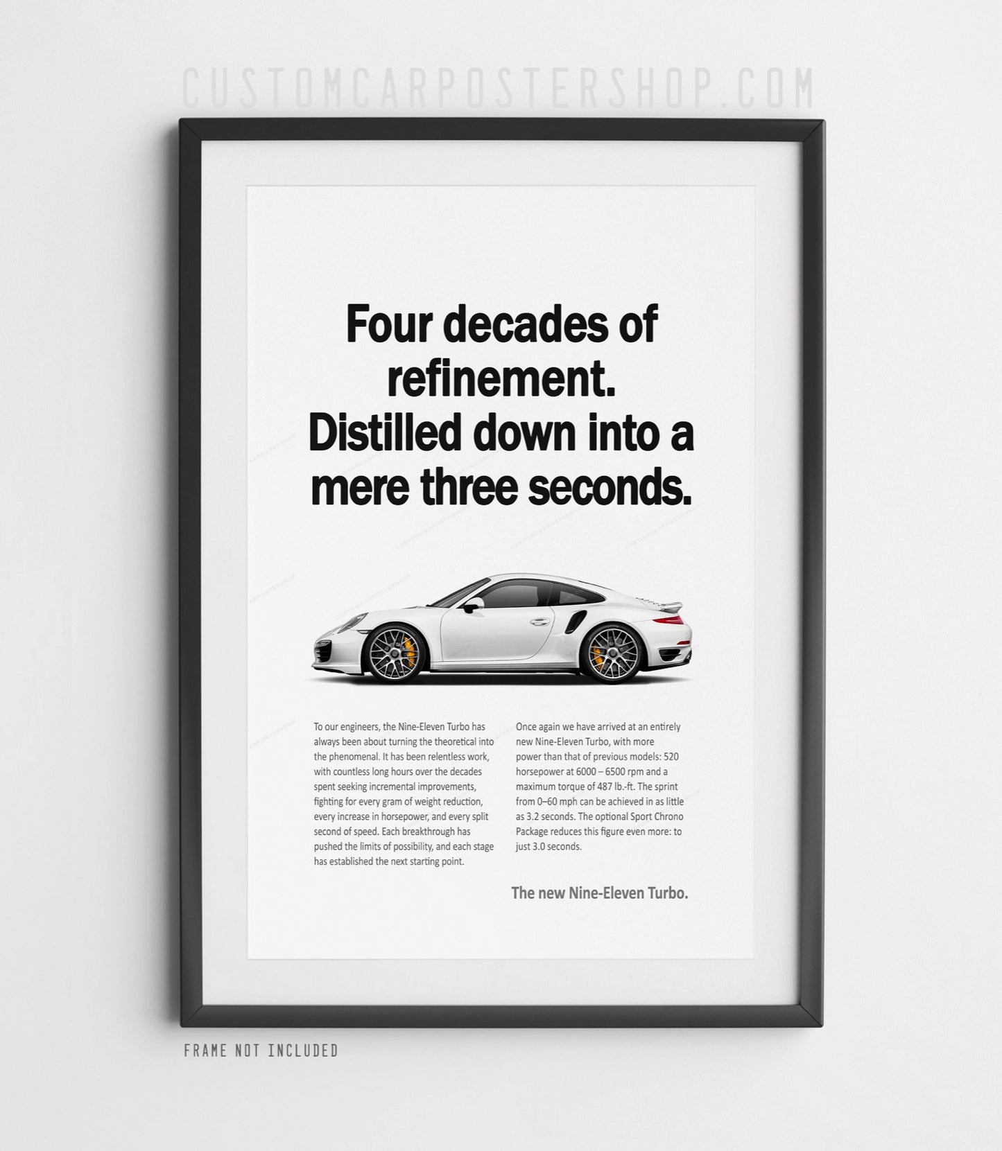 Porsche 911 Turbo (991.1) Print Ad Poster - Mere Three Seconds
