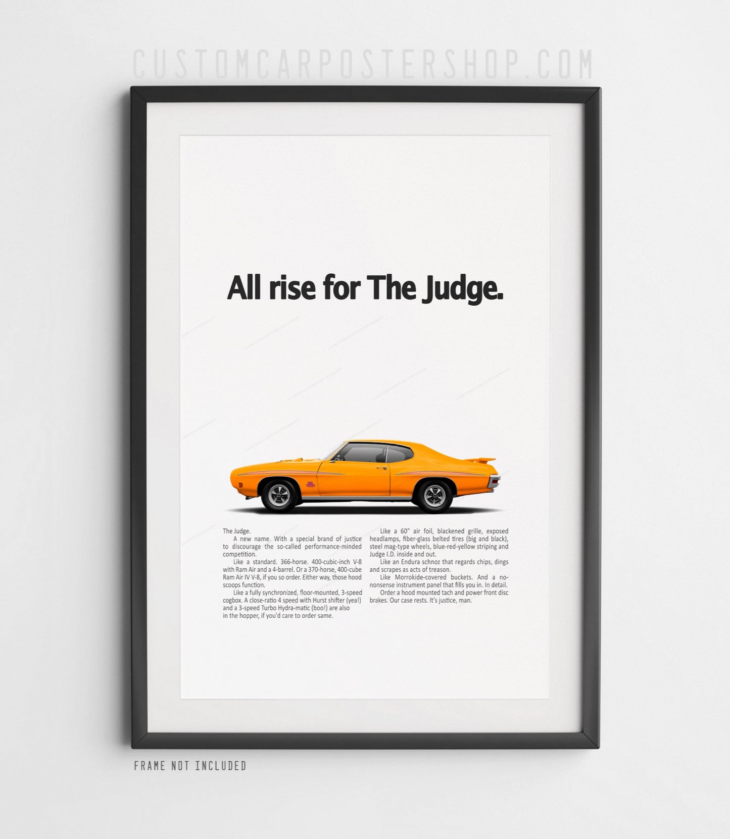 Pontiac GTO Judge Classic Car Poster – Remastered 1970 Orbit Orange Muscle Car Vintage Ad Wall Art for Garage, Man Cave, or Collector Decor