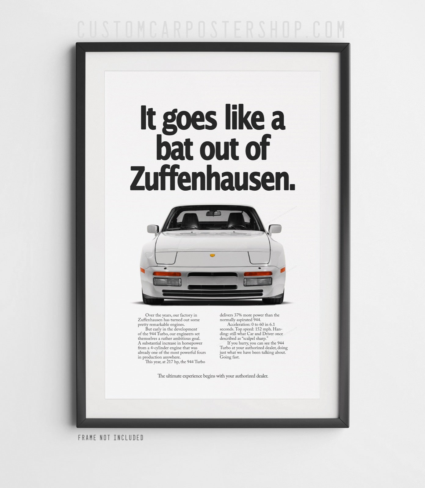 Porsche 944 Turbo Vintage Ad - Bat of out Zuffenhausen Poster in a frame