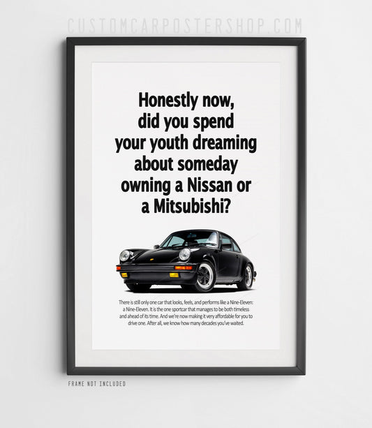 Porsche 911 Vintage Ad - Grow Up Dream Poster in a frame