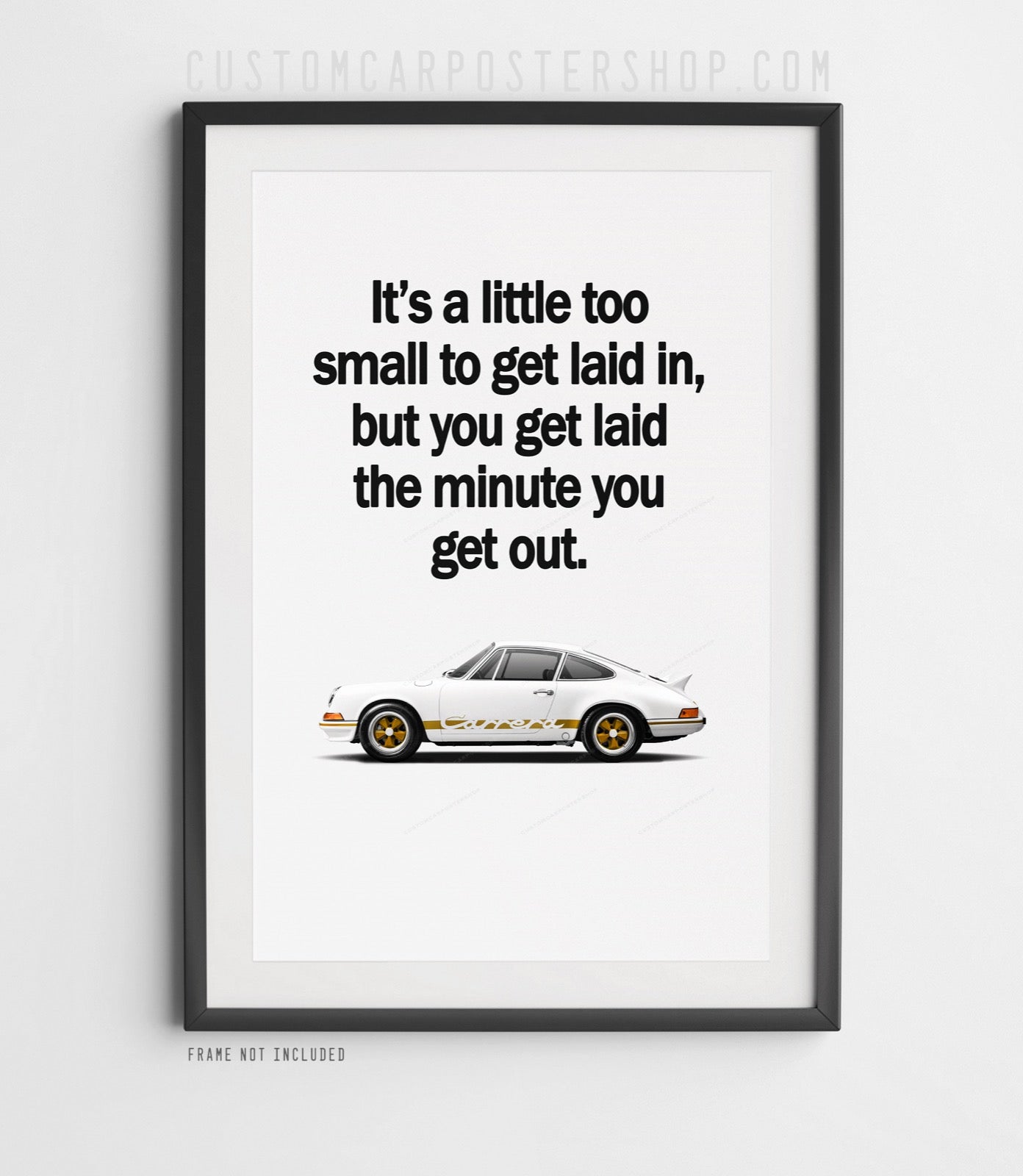 Gold Porsche 911 Carrera RS Print Ad Poster - Get Laid