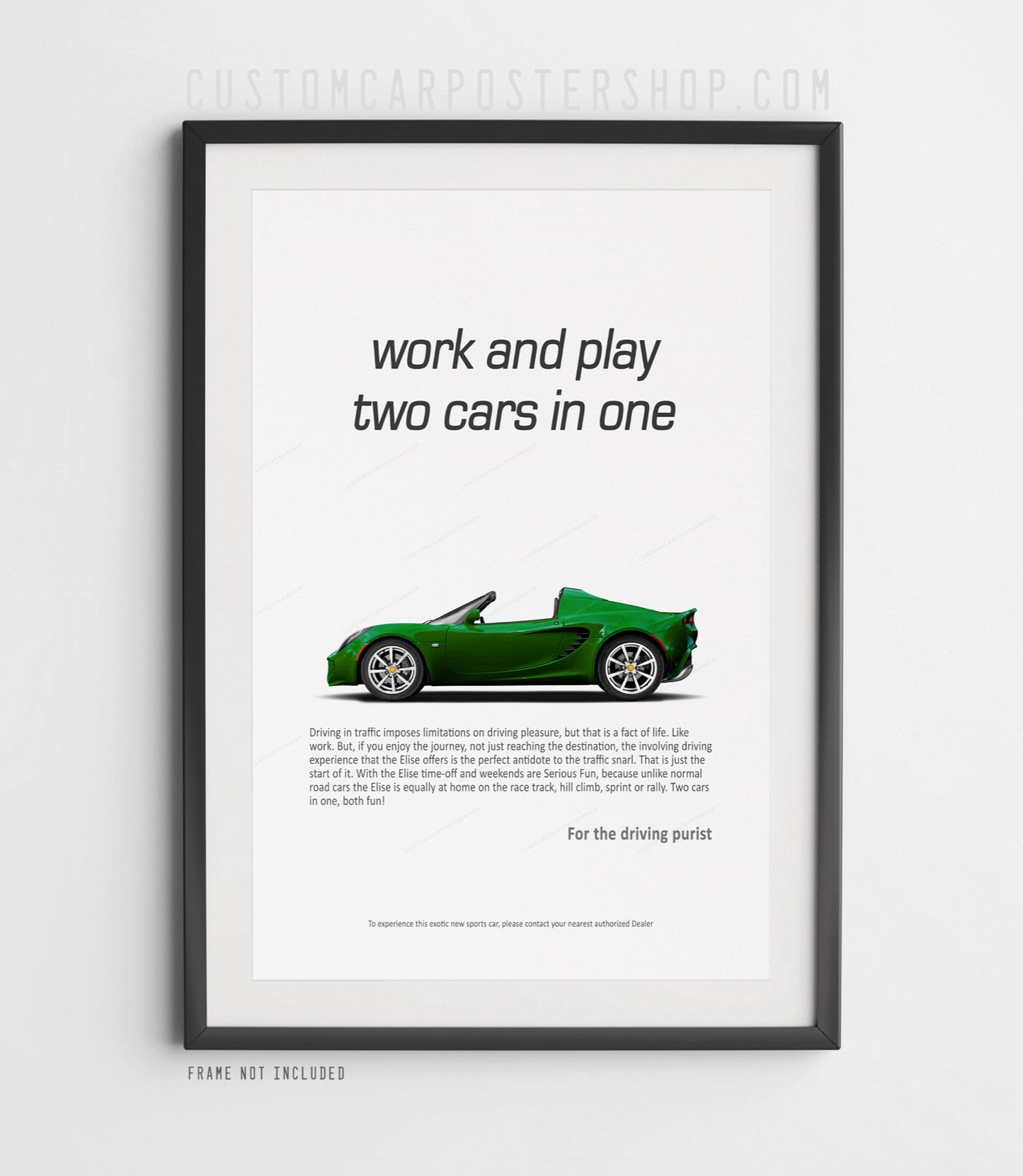 Lotus Elise Classic Print Ad - Two Cars in One