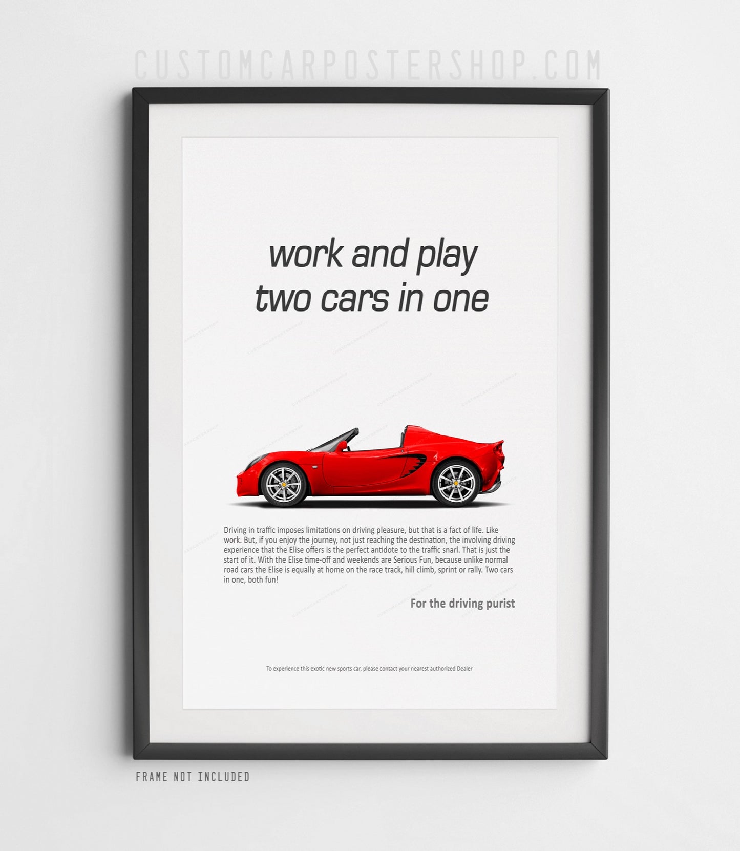 Lotus Elise Classic Print Ad - Two Cars in One