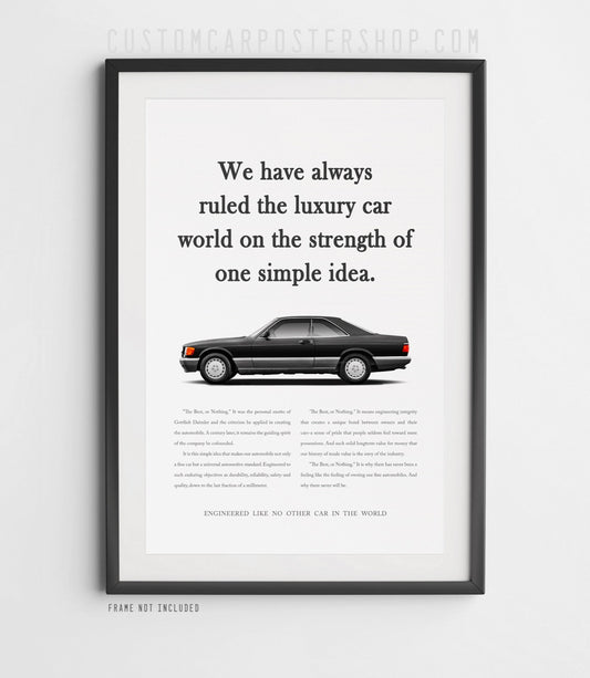 Mercedes-Benz 560SEC Print Ad Poster Framed in Black