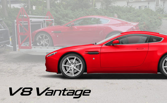 Framed custom print of a red 2007 Aston Martin V8 Vantage 