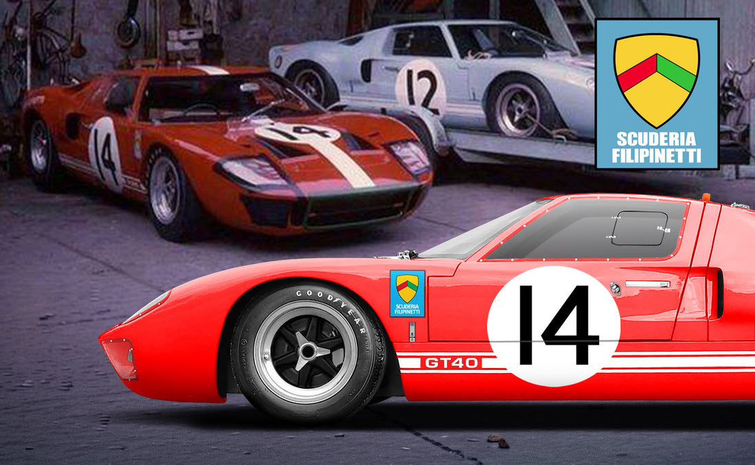 Bespoke artwork of Ford GT40 P/1040 Scuderia Filipinetti #14 endurance race car