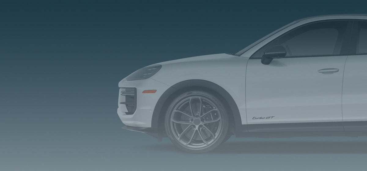 Porsche Cayenne posters collection banner featuring Cayenne Turbo and Transsyberia Rally print ads