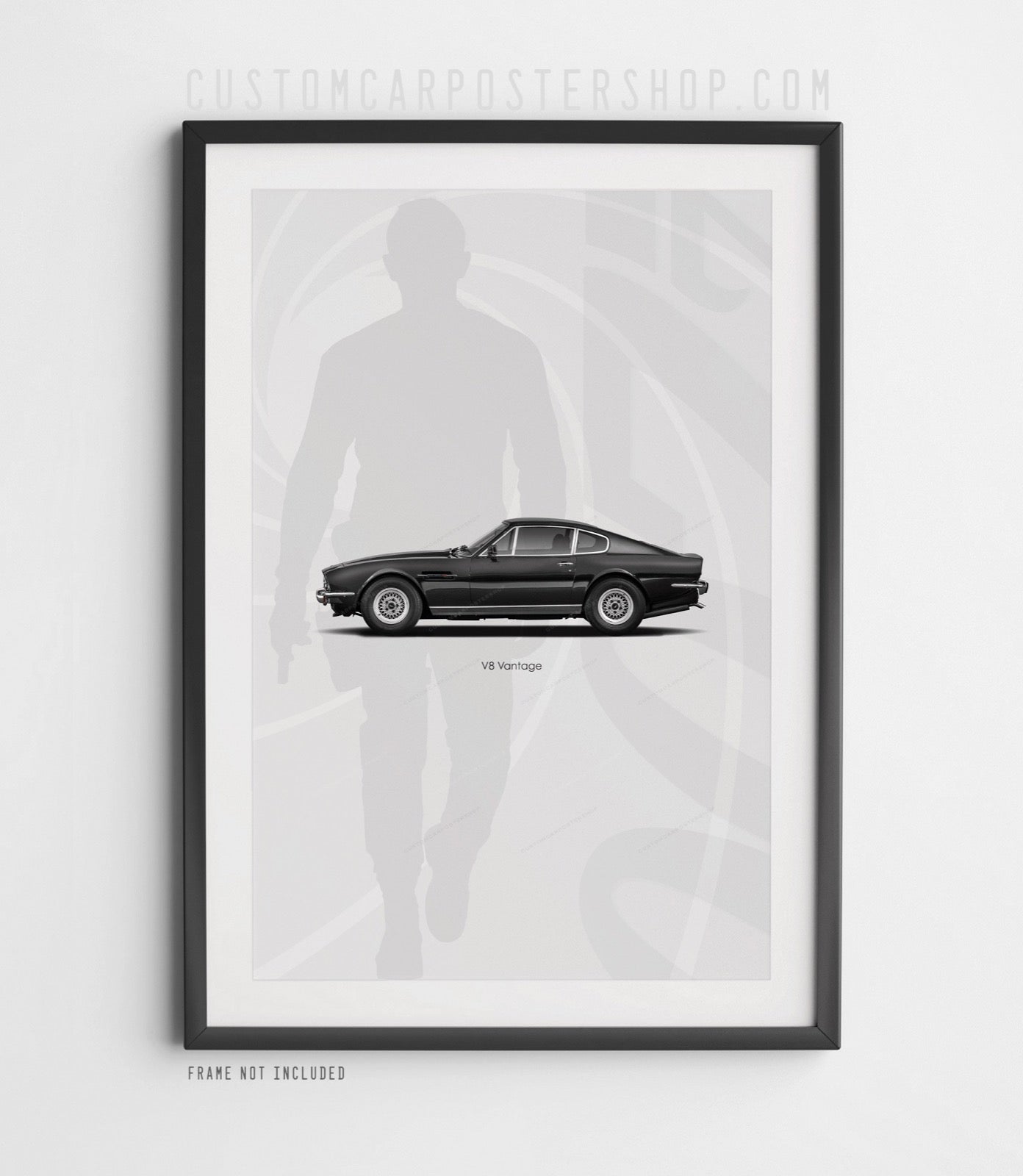 007 James Bond Daniel Craig Aston Martin Poster Framed Art - No Time to Die V8 Vantage