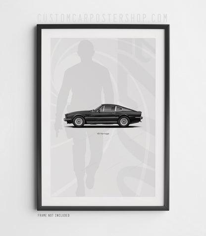 007 James Bond Daniel Craig Aston Martin Poster Framed Art - No Time to Die V8 Vantage