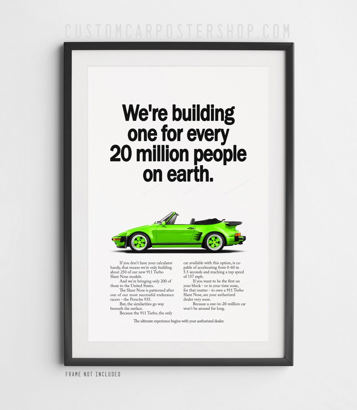 Porsche 930 Turbo Slantnose Cabriolet Remastered Print – “One in 20 Million”