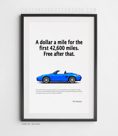 Porsche 986 Boxster Print Ad - A Dollar a Mile