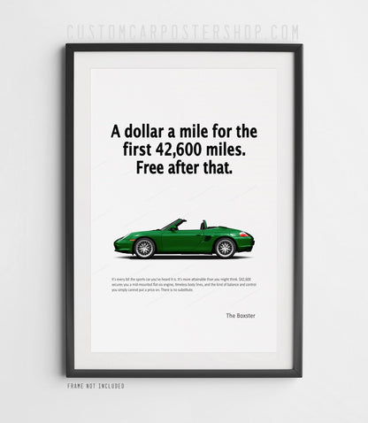 Porsche 986 Boxster Print Ad - A Dollar a Mile