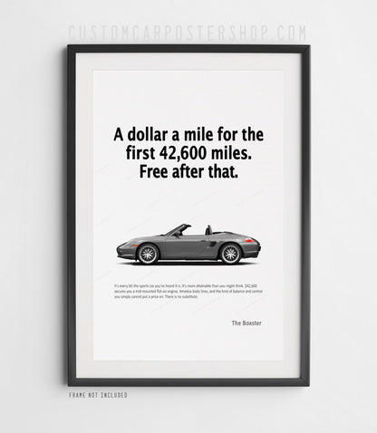 Porsche 986 Boxster Print Ad - A Dollar a Mile