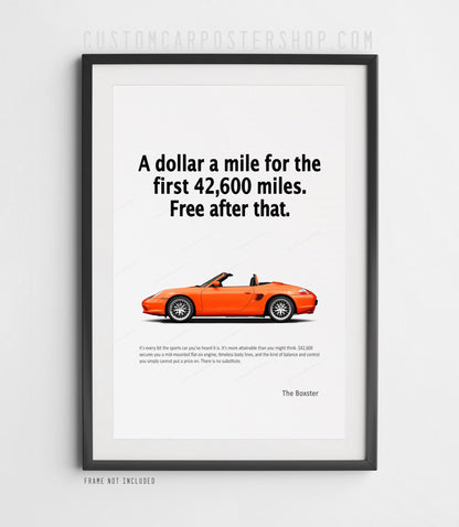 Porsche 986 Boxster Print Ad - A Dollar a Mile