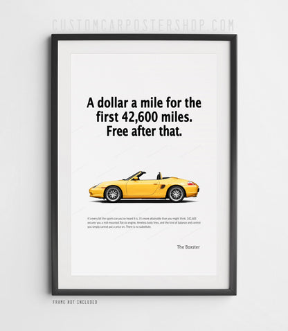 Porsche 986 Boxster Print Ad - A Dollar a Mile
