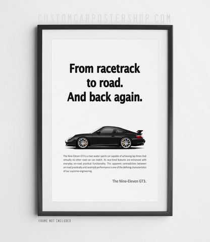 Porsche 996.2 911 GT3 Remastered Print Ad - Racetrack to Road