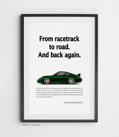 Porsche 996.2 911 GT3 Remastered Print Ad - Racetrack to Road