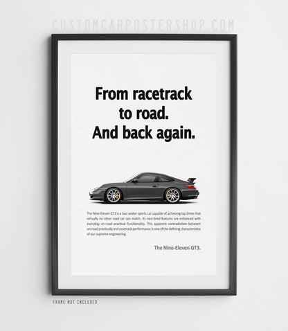 Porsche 996.2 911 GT3 Remastered Print Ad - Racetrack to Road