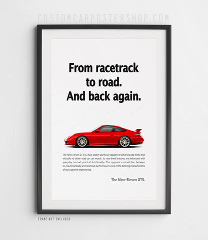 Porsche 996.2 911 GT3 Remastered Print Ad - Racetrack to Road