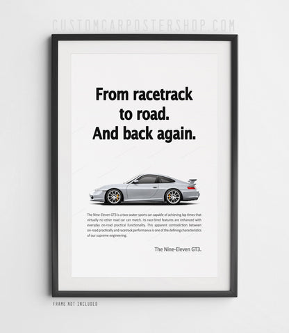 Porsche 996.2 911 GT3 Remastered Print Ad - Racetrack to Road