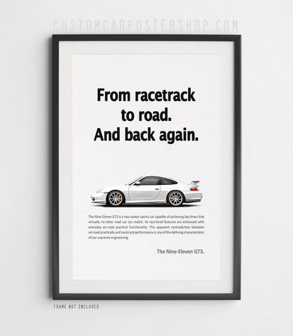 Porsche 996.2 911 GT3 Remastered Print Ad - Racetrack to Road