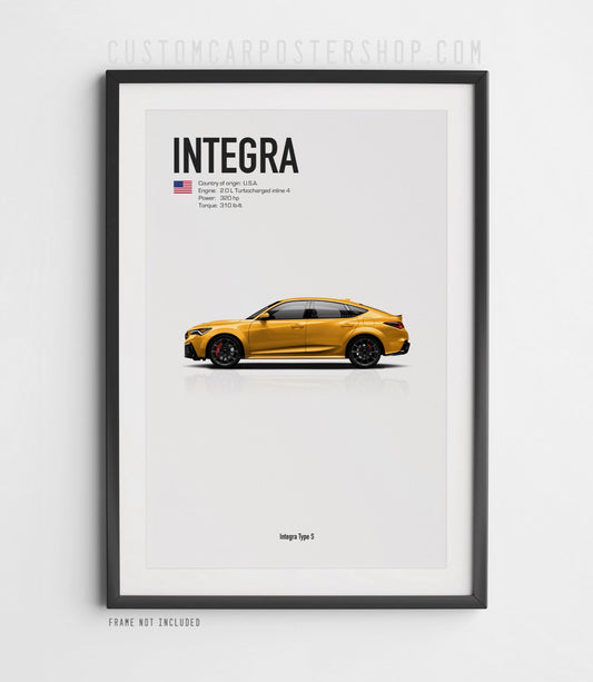 Acura Integra Type S DE5 poster modern performance hatchback automotive wall art print