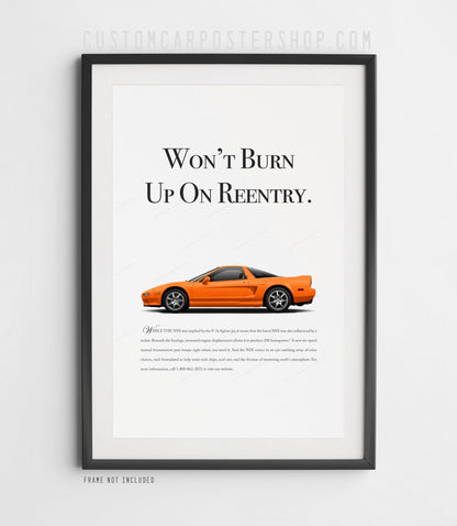 Acura / Honda NSX (NA2) Print Ad - Burn Up on Reentry
