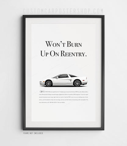 Acura / Honda NSX (NA2) Print Ad - Burn Up on Reentry
