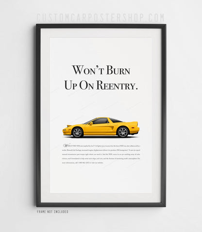 Acura / Honda NSX (NA2) Print Ad - Burn Up on Reentry