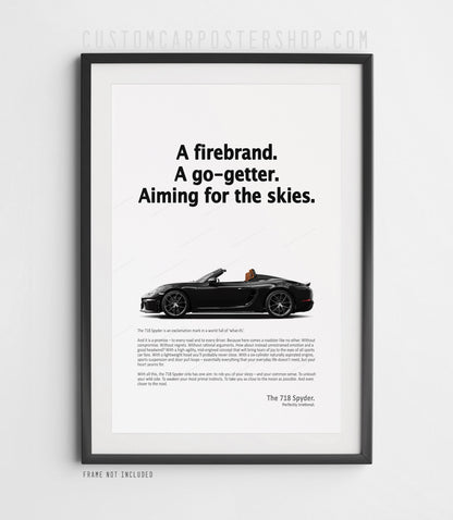 Porsche 718 Spyder Print Ad - Aiming for the Skies