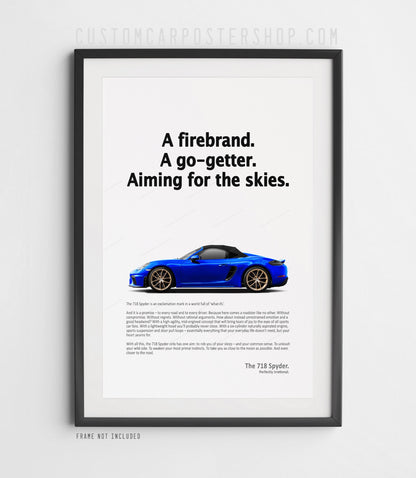 Porsche 718 Spyder Print Ad - Aiming for the Skies