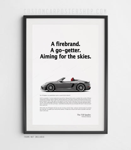Porsche 718 Spyder Print Ad - Aiming for the Skies