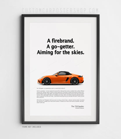 Porsche 718 Spyder Print Ad - Aiming for the Skies