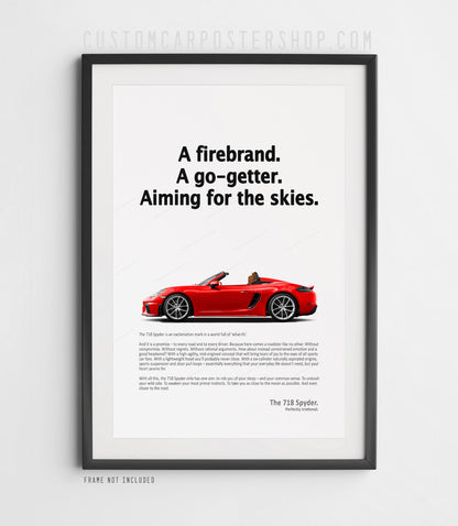 Porsche 718 Spyder Print Ad - Aiming for the Skies